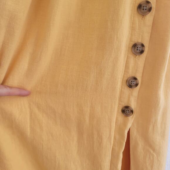 Urban Outfitters Linen Blend Midi Button Front Spaghetti Strap Summer Midi Dress - Picture 11 of 13